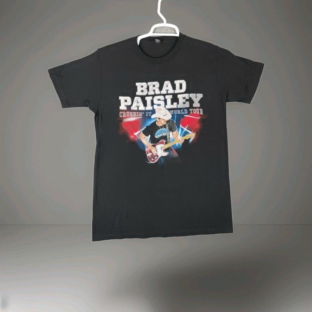 Brad Paisley Shirt Mens Medium Country Western Music Band Black Tee Moonshine LP